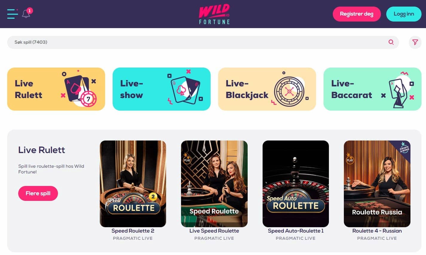 wildfortune live casino