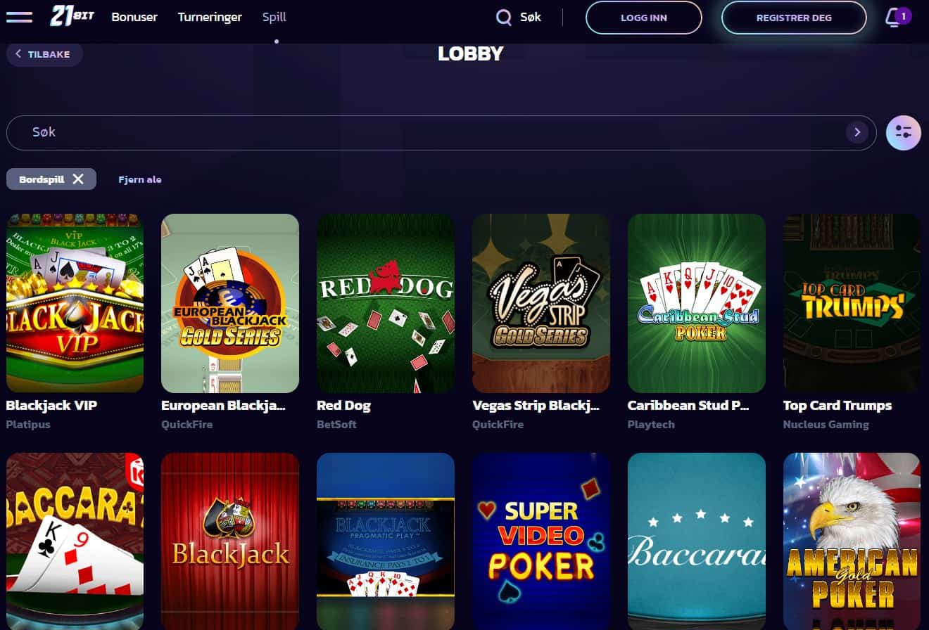 21bit casino bordspill