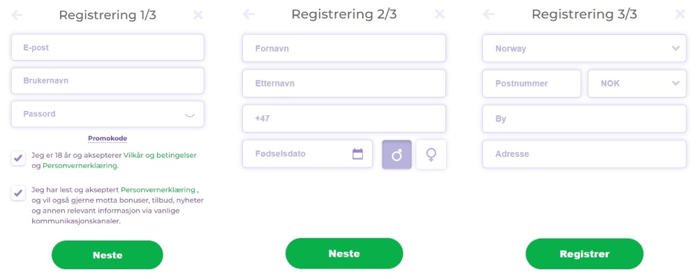 Alf casino registreringsprosess