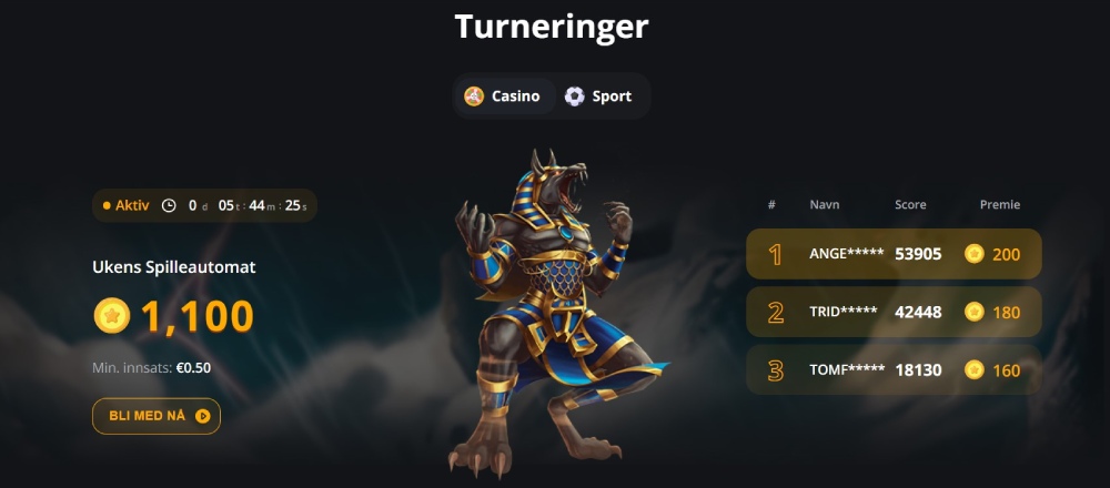 Excitewin kasinoturneringer