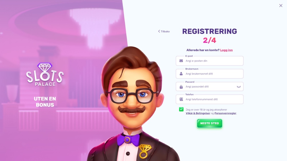 SlotsPalace casino registreringsprosess