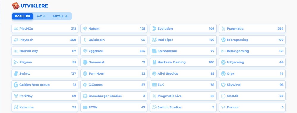 Posido Casino Programvareleverandører