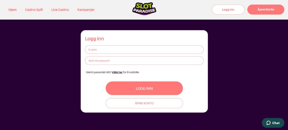 SlotParadise Casino Logg inn