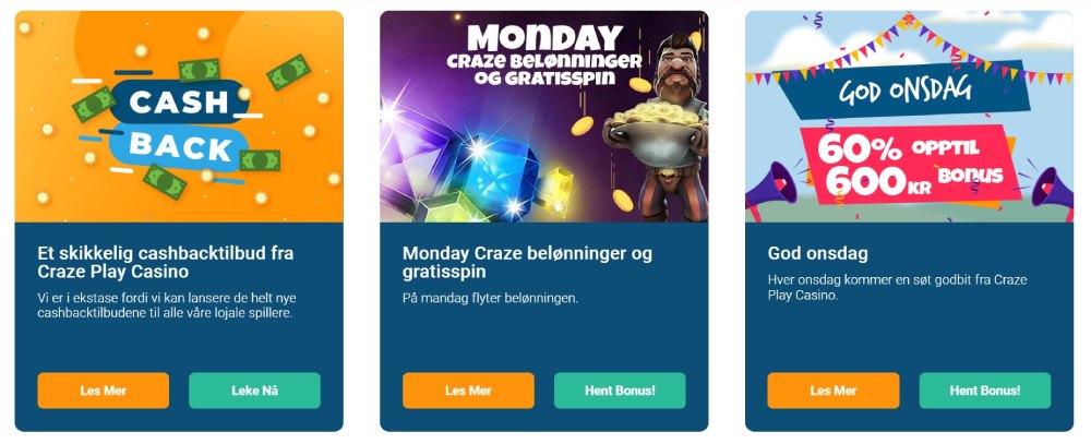 CrazePlay casino andre kampanjer