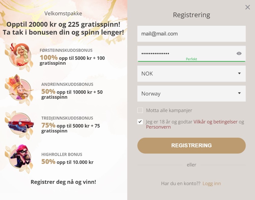 Registreringsprosess for Boho Casino
