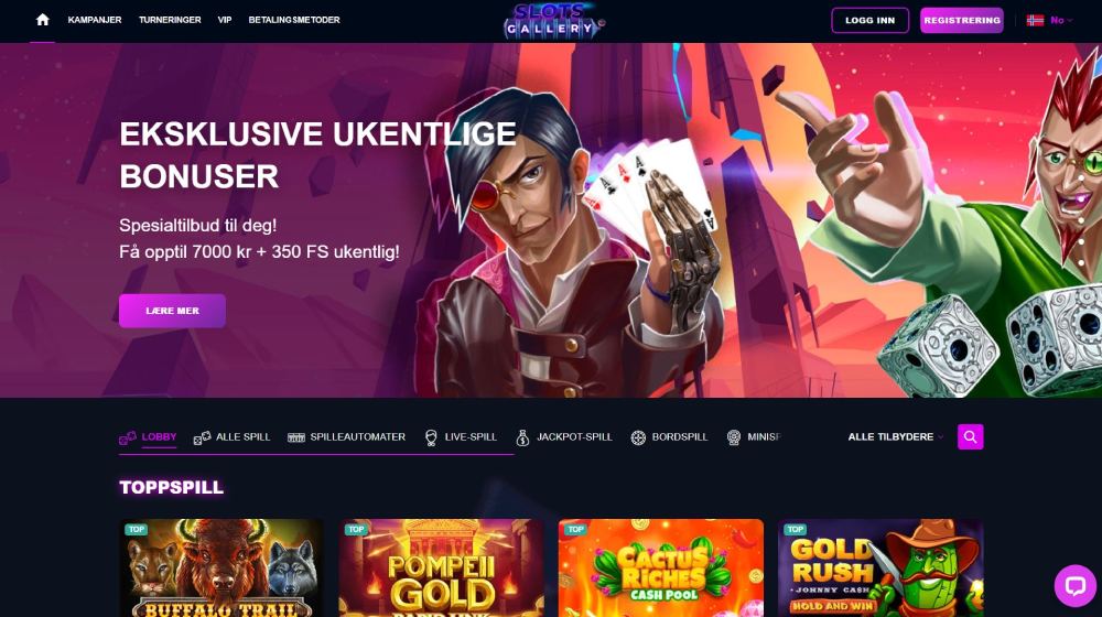 Slots Gallery Casino Desktop Design
