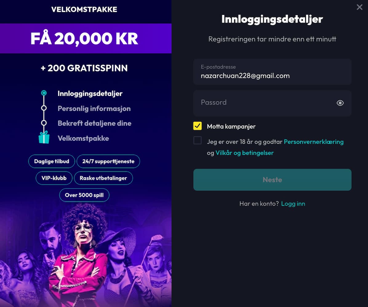 spinfever casino registreringsprosess
