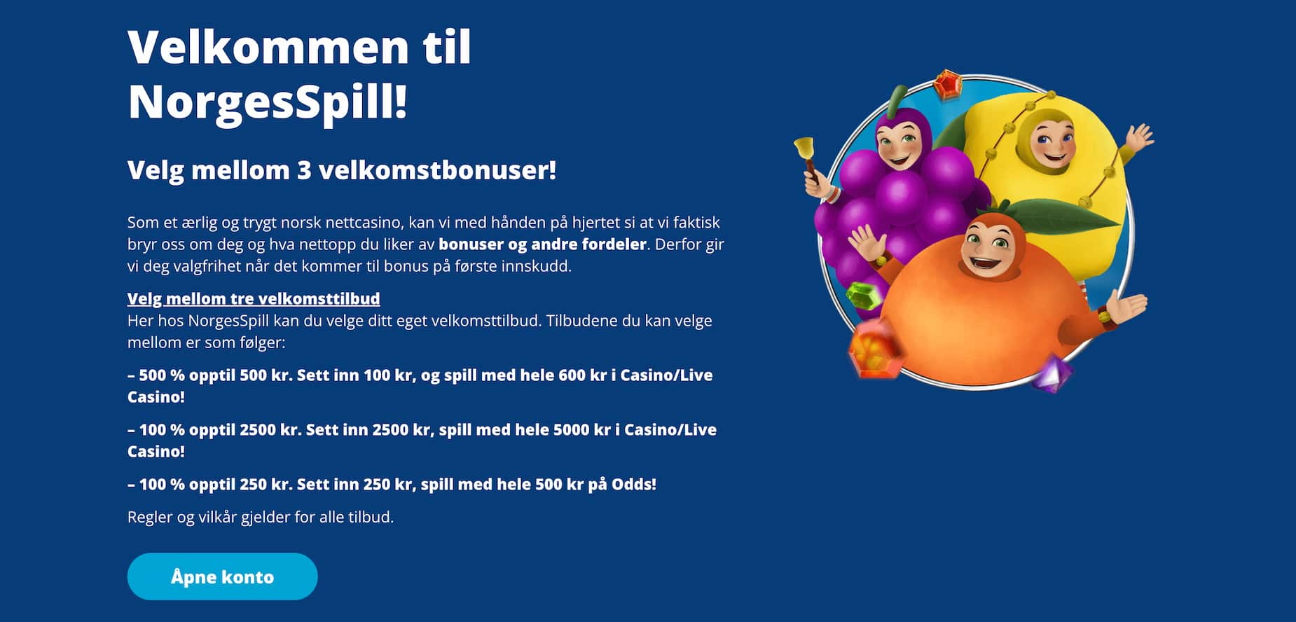 norgesspill 500% casino bonus