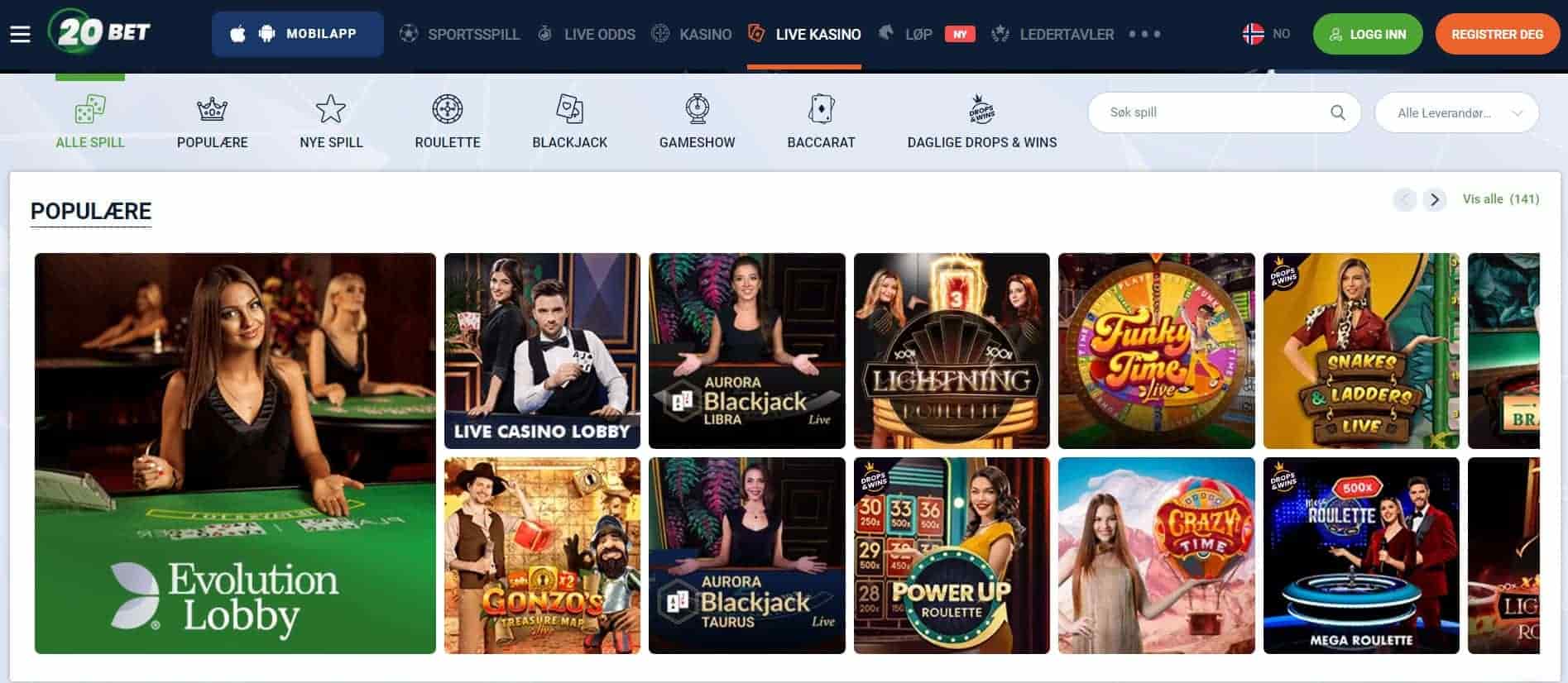 20bet live casino