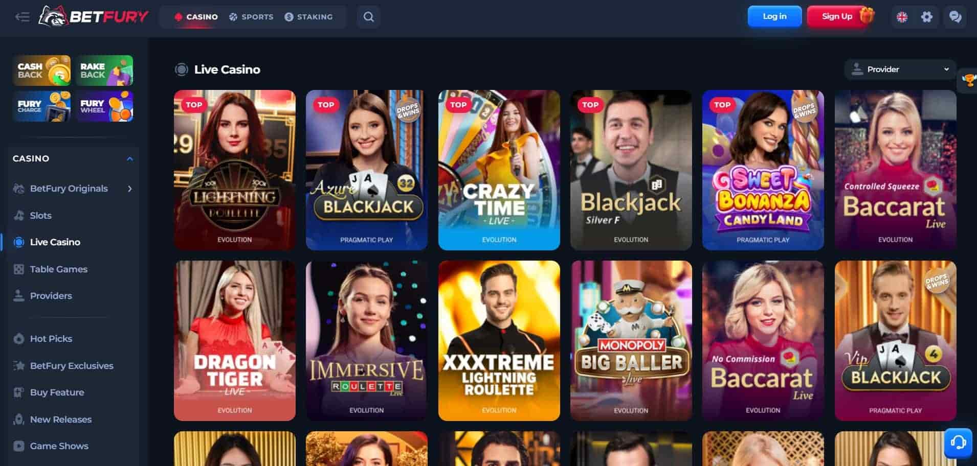 betfury live casino