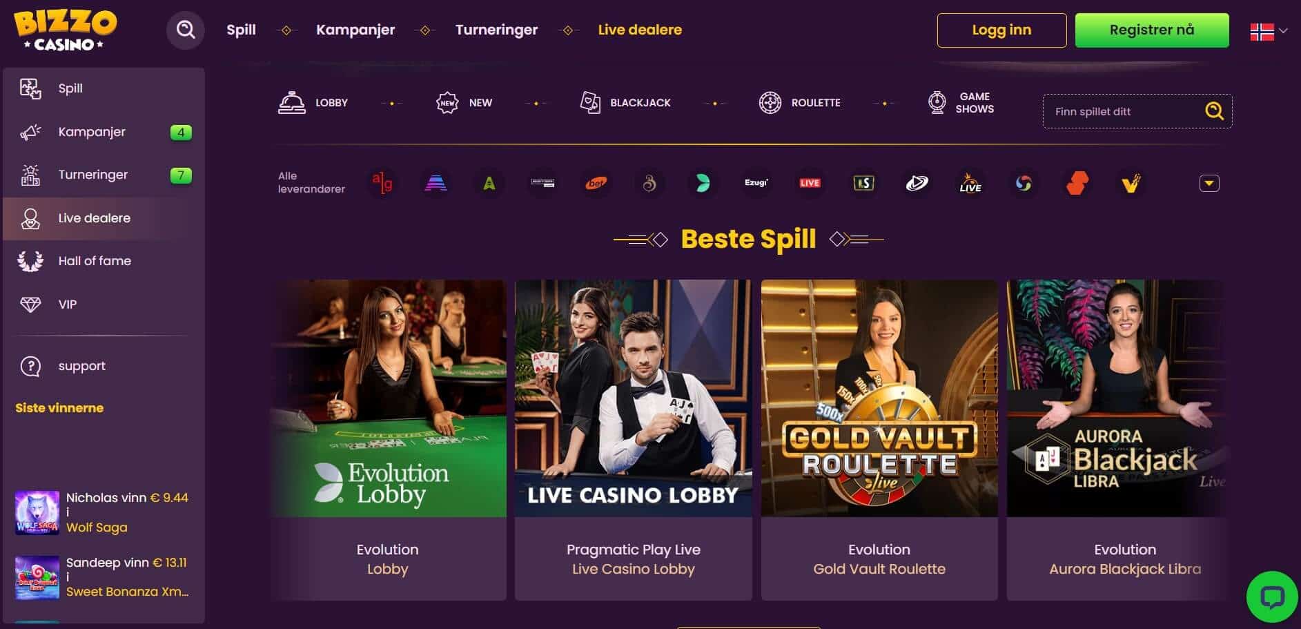 bizzo live games