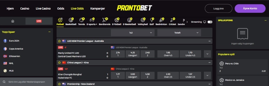prontobet odds