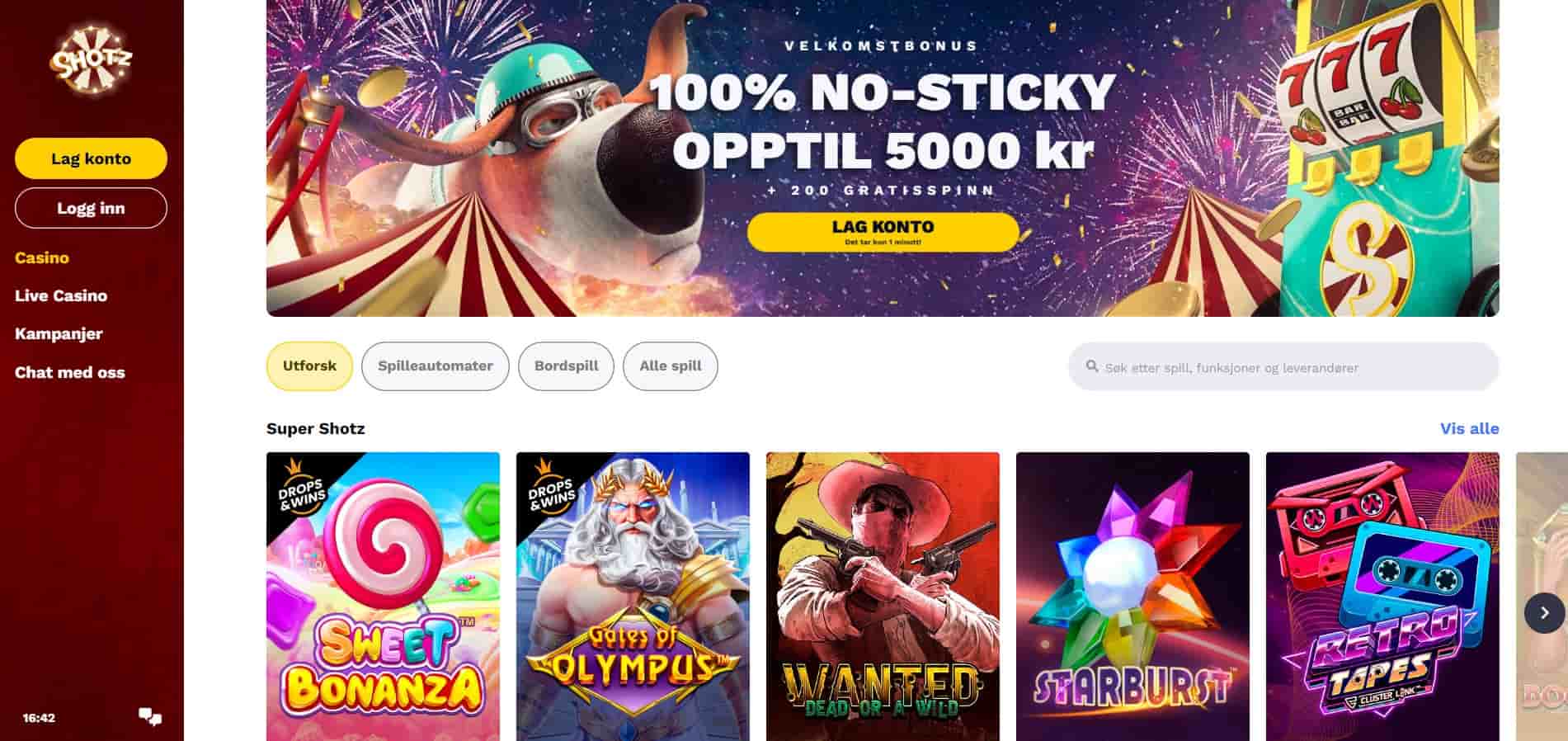 shotz casino hovedside
