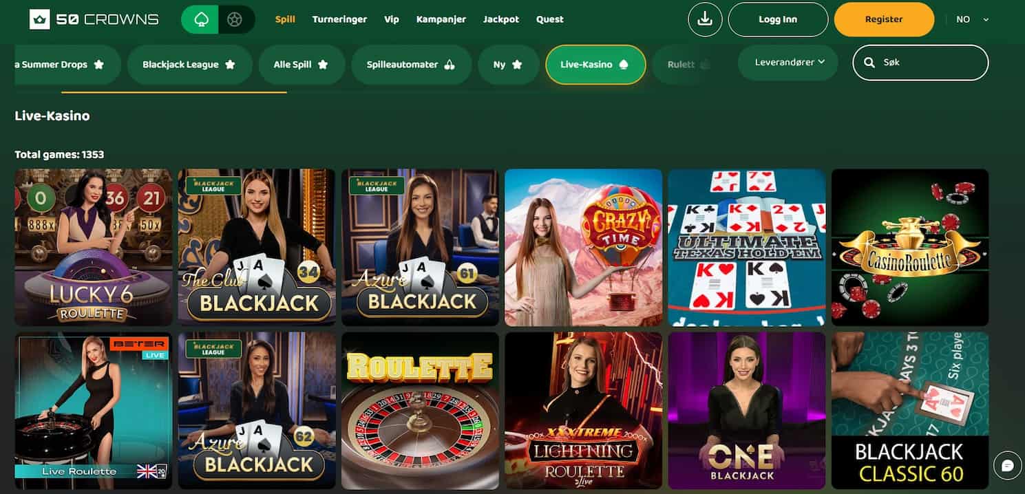 50 crowns casino live casino
