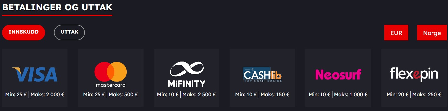 yugibet casino innskuddsmetoder