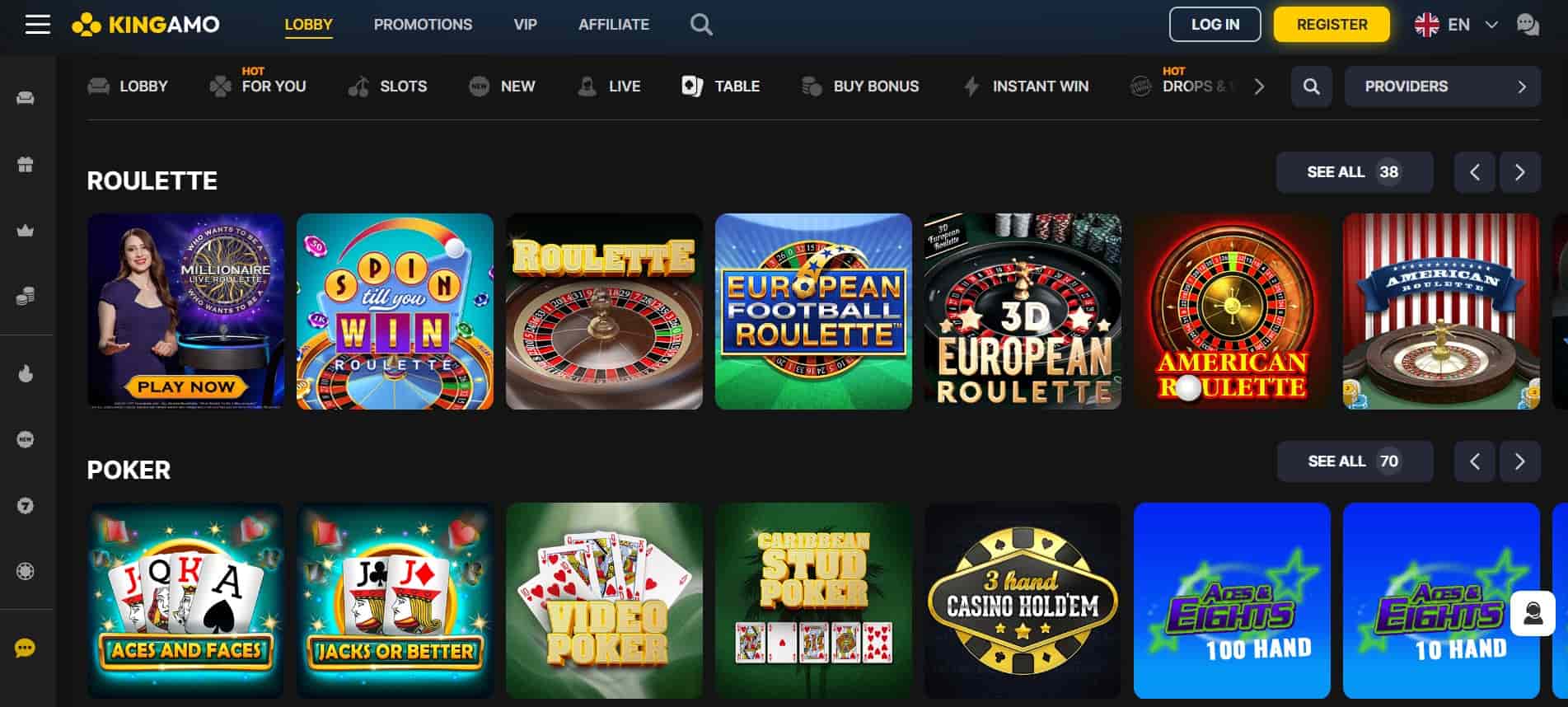 kingamo casino bordspill