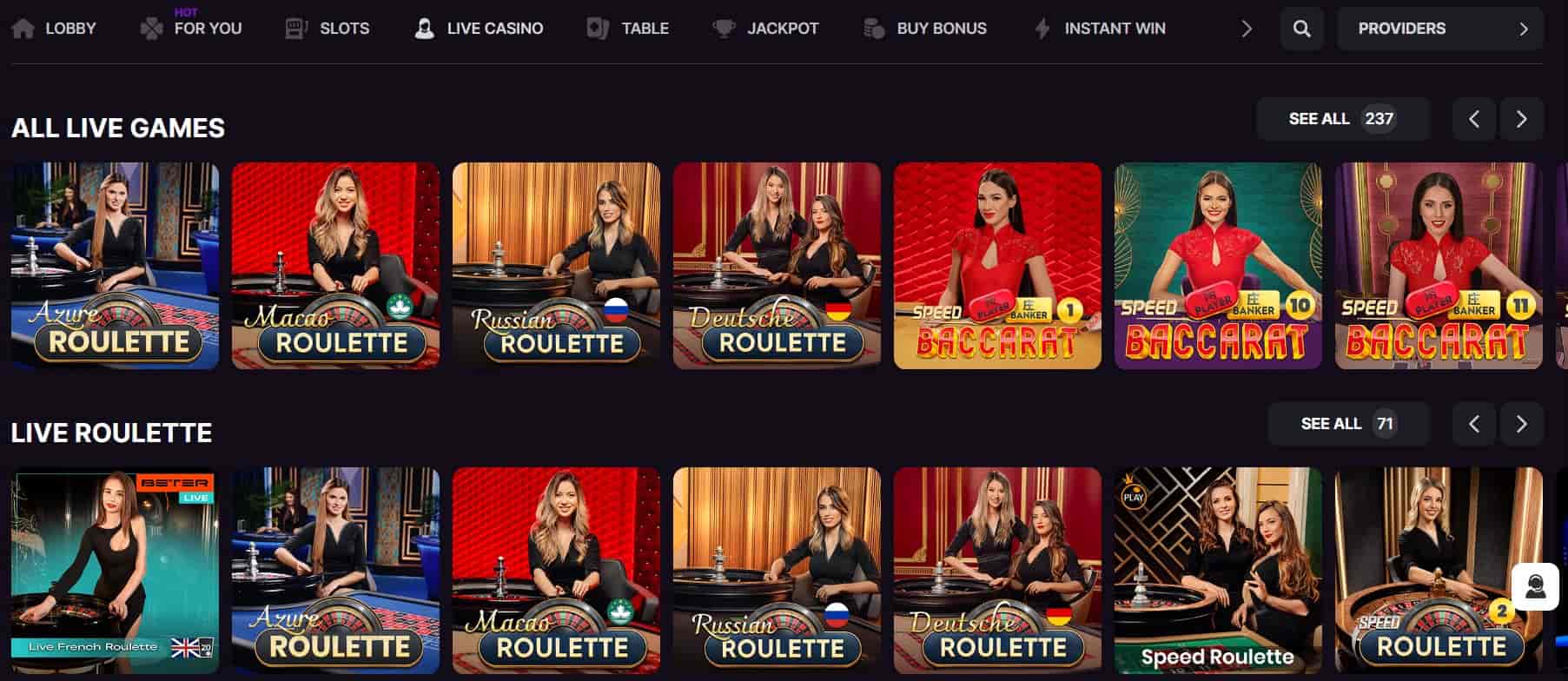 luckyreels casino live casino