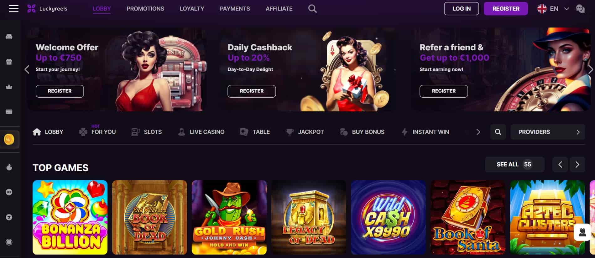 luckyreels casino hovedside