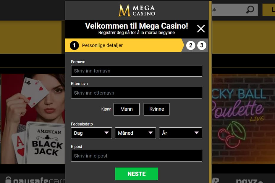 megacasino registreringsprosessen