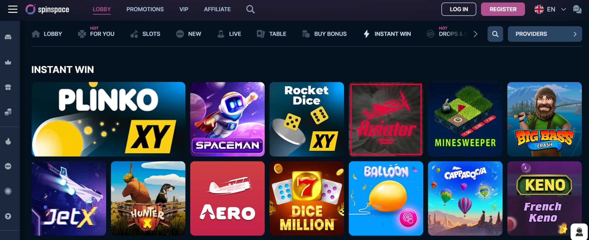 spinspace casino umiddelbar seier
