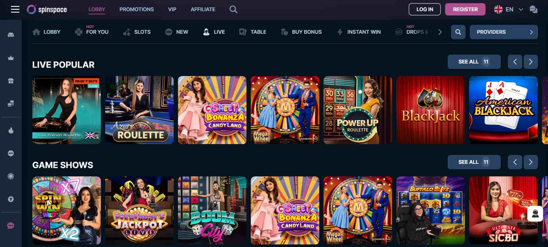 spinspace casino live casino
