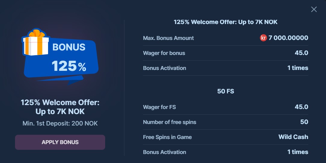 spinspace casino velkomstbonus