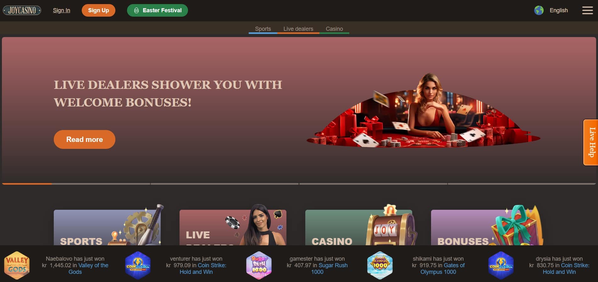 joy casino hovedside