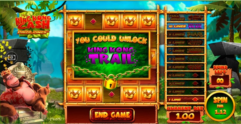 king kong cash prizelines game