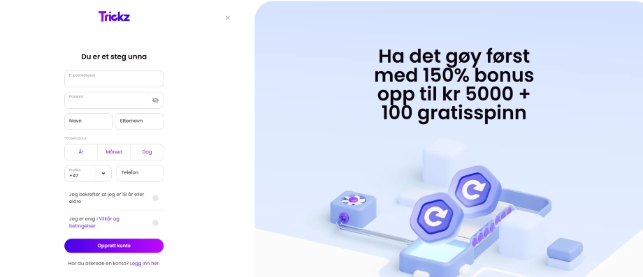 trickz casino registrering