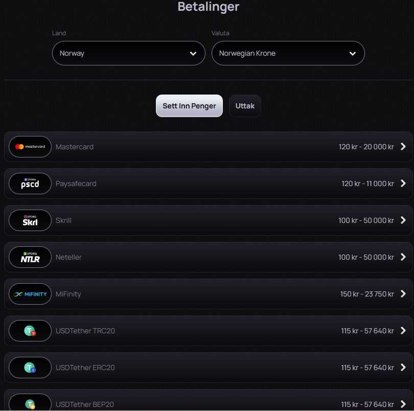 casinova deposit methods