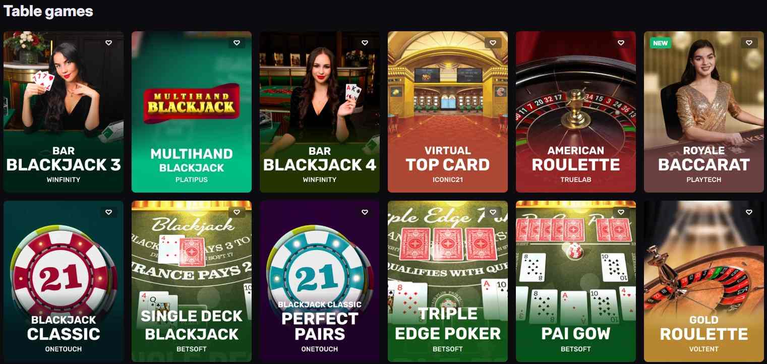 skycrown table games