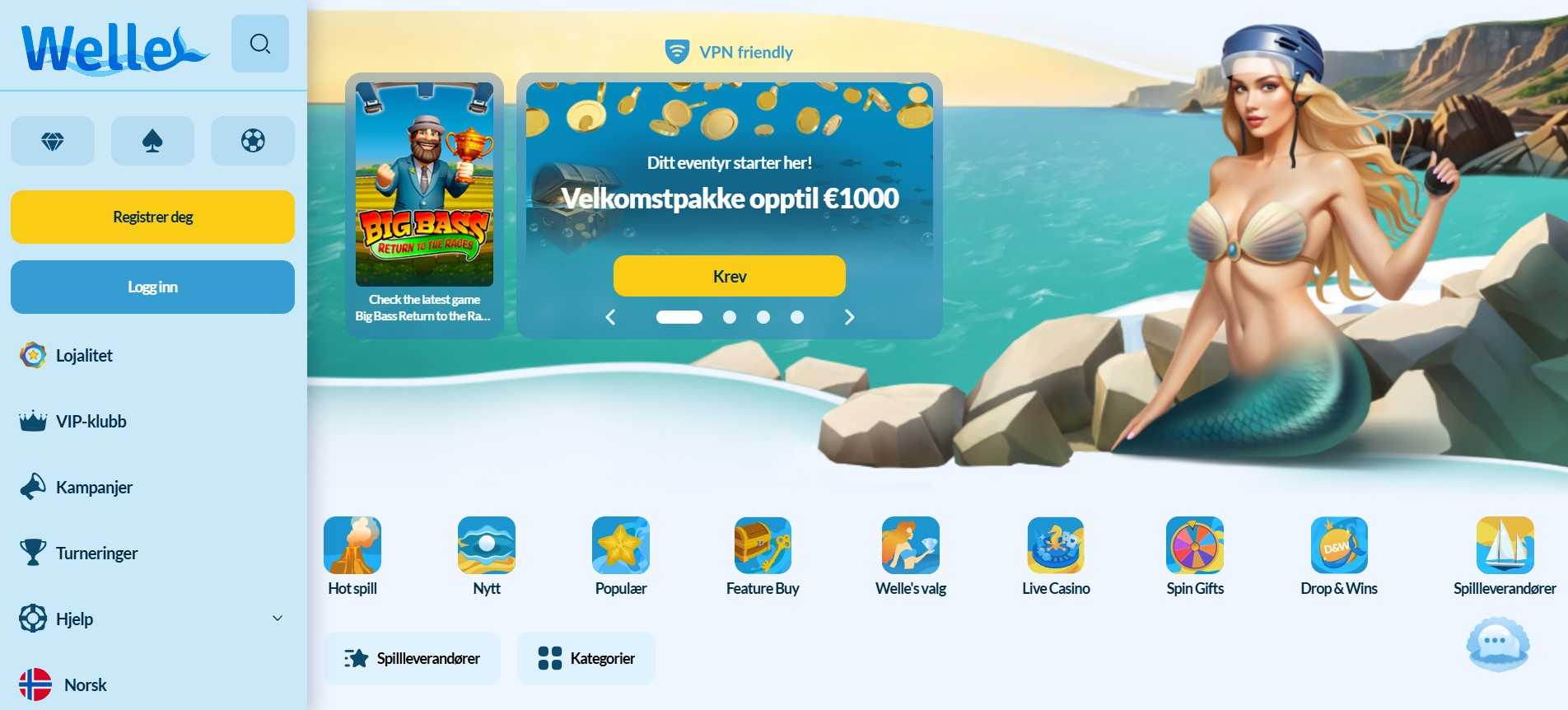 welle casino main page