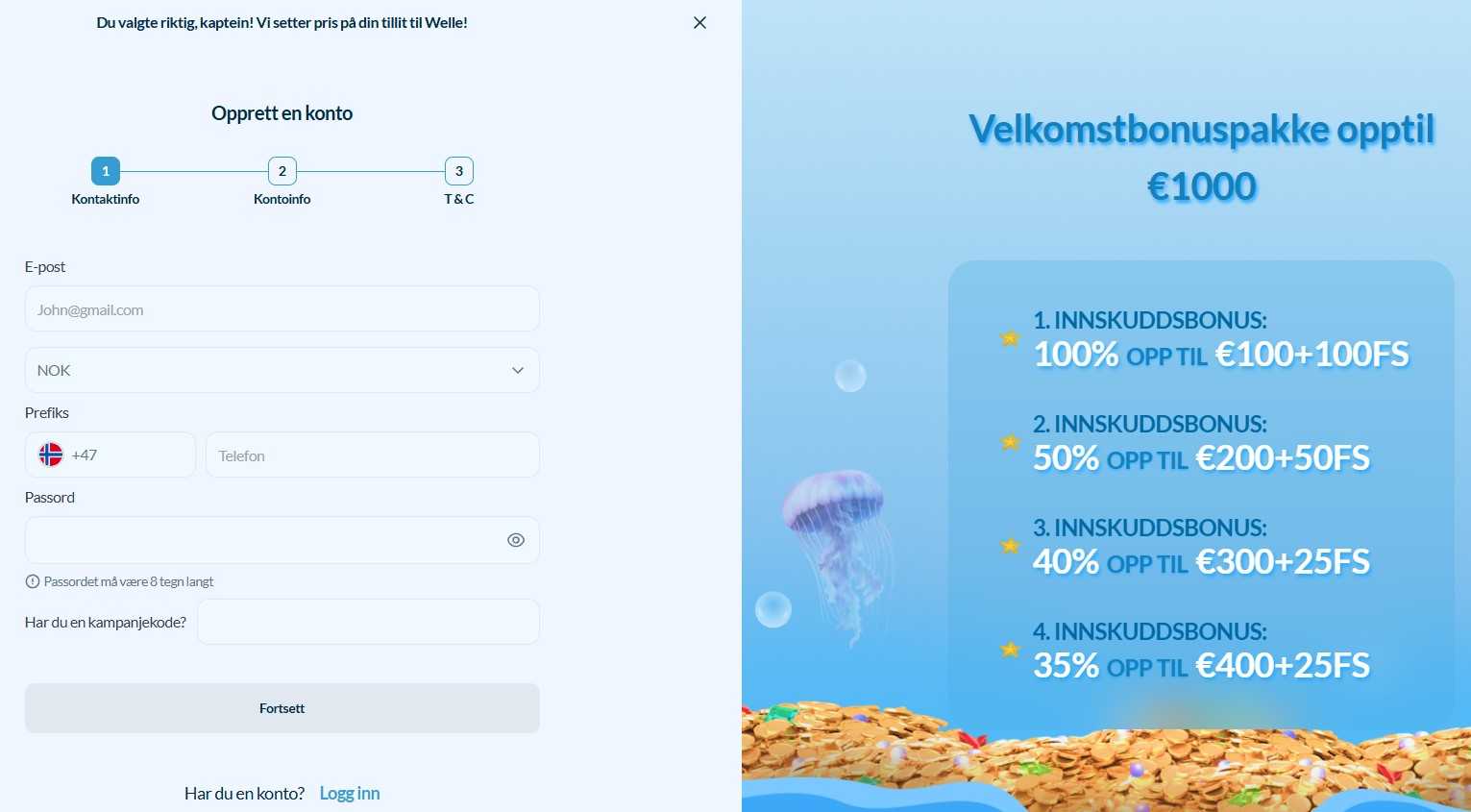 welle casino registration