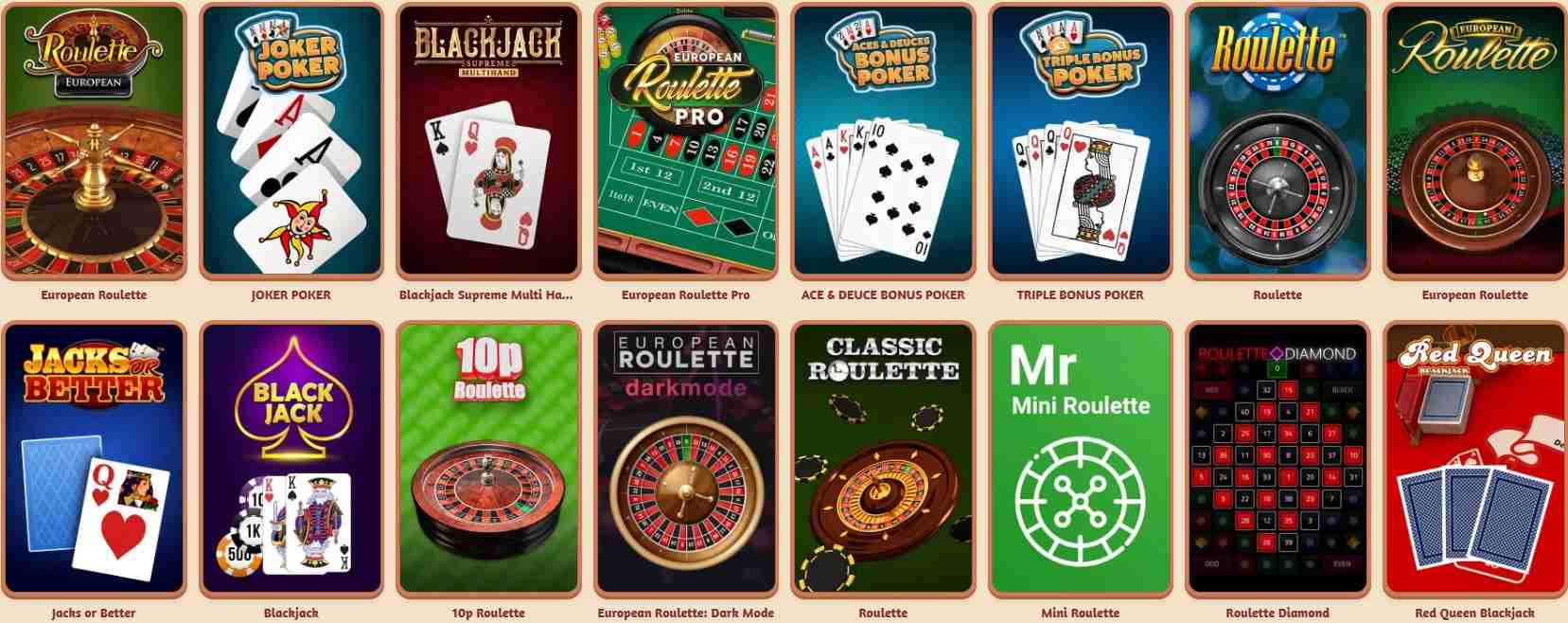 billybets table games