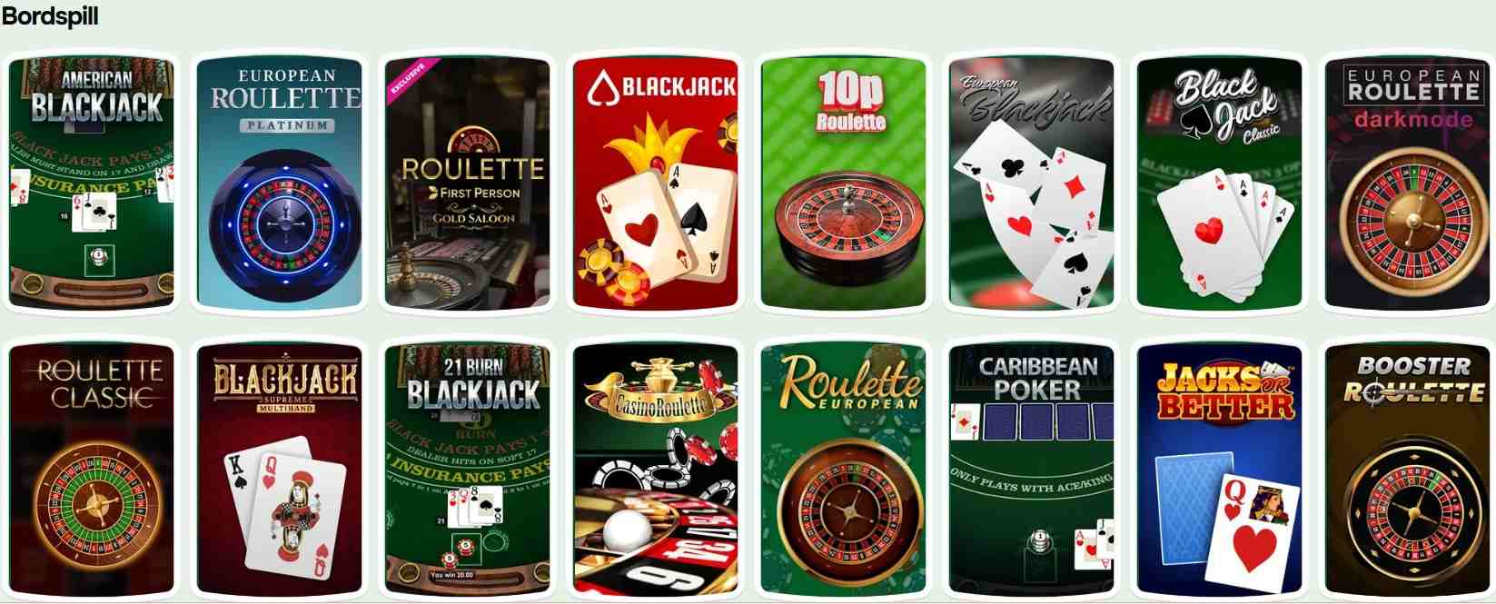 casinolo table games