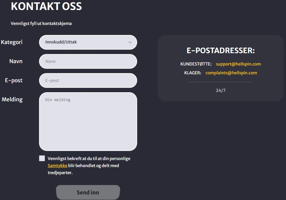 hellspin casino support