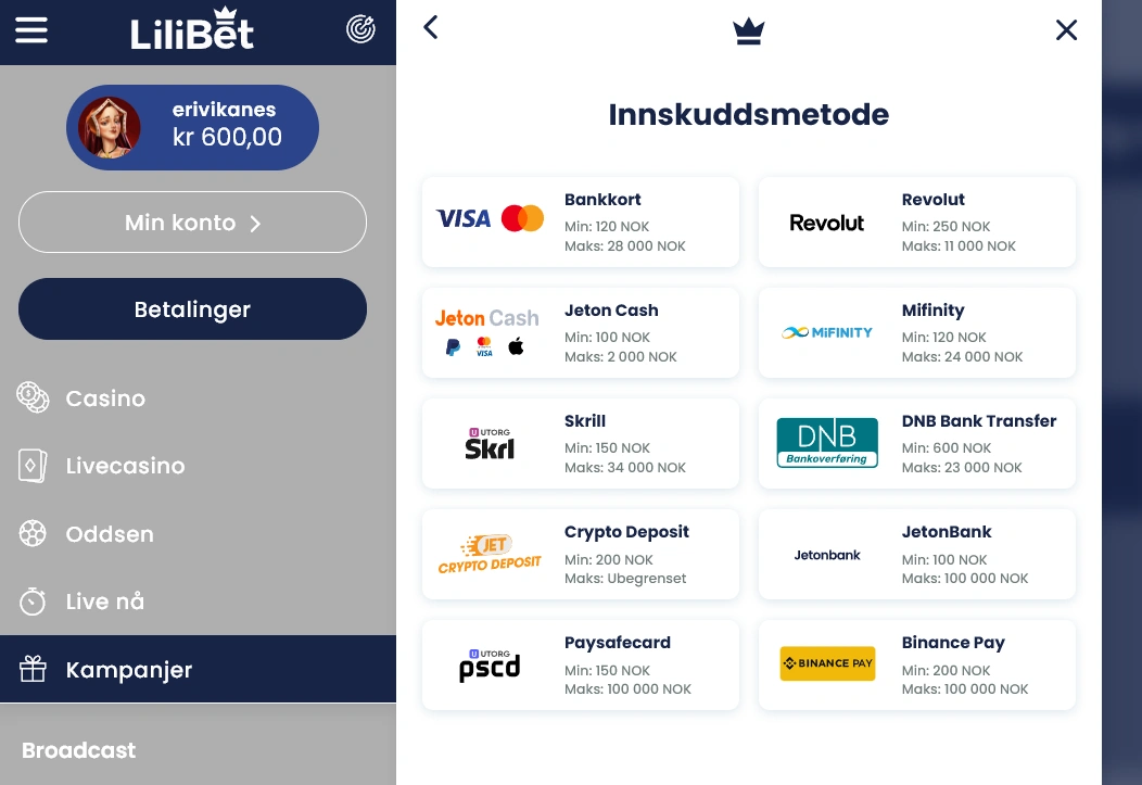 lilibet deposit methods