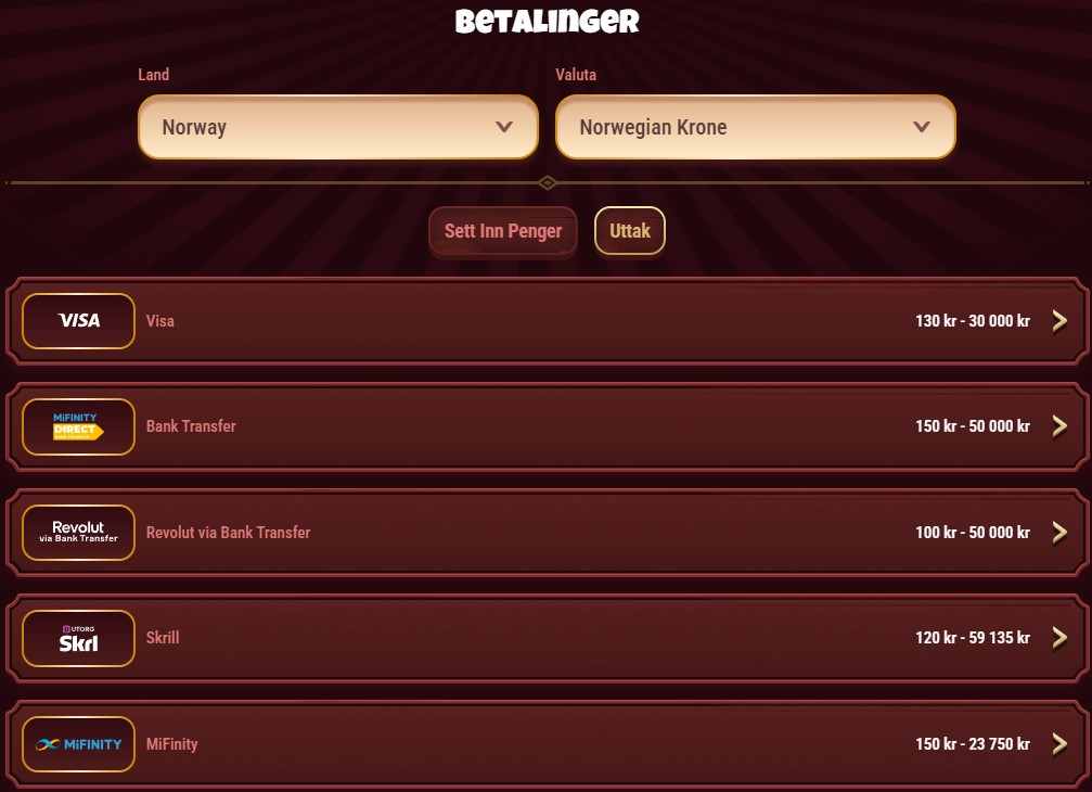 magius casino withdrawal methods