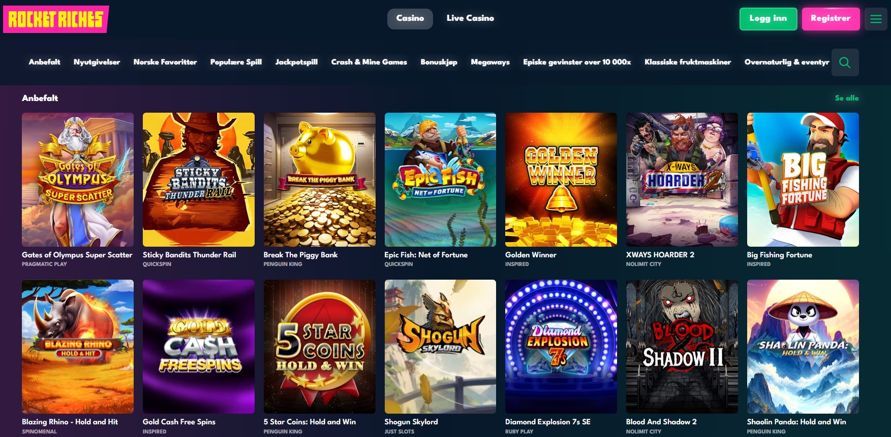 rocketriches casino games