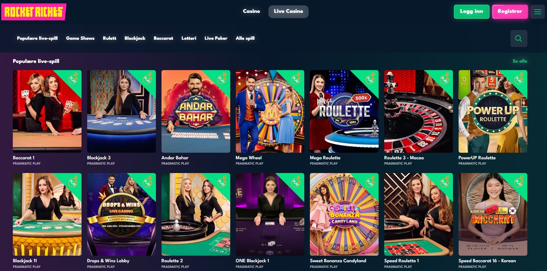 rocketriches casino live casino