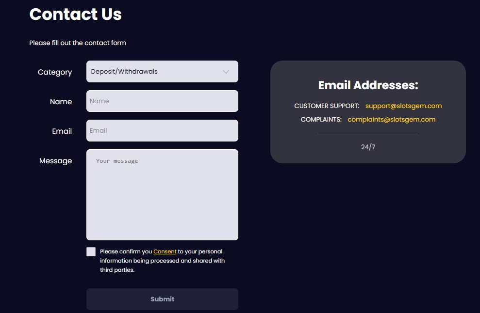 slotgem casino support