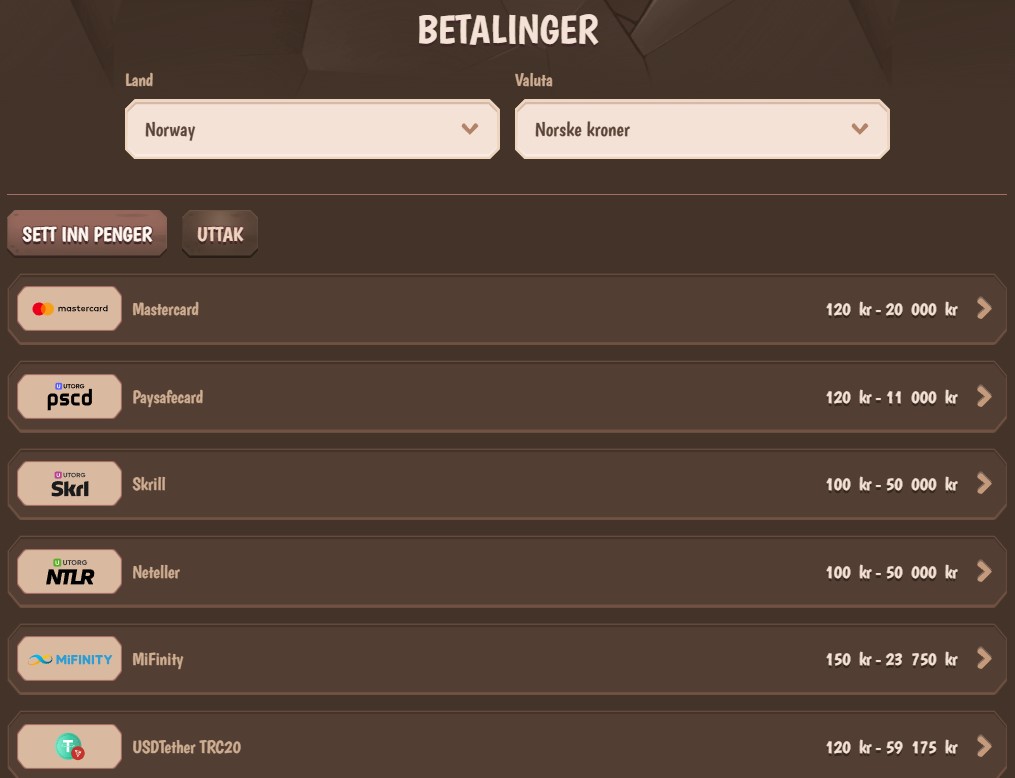 stone vegas casino deposit methods