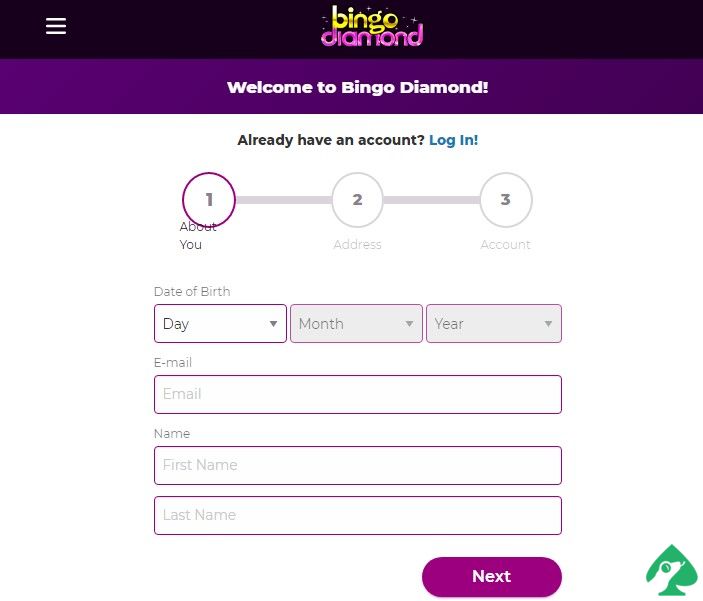 Bingo Diamond welcome bonus