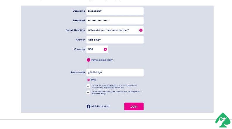 gala bingo sign up code