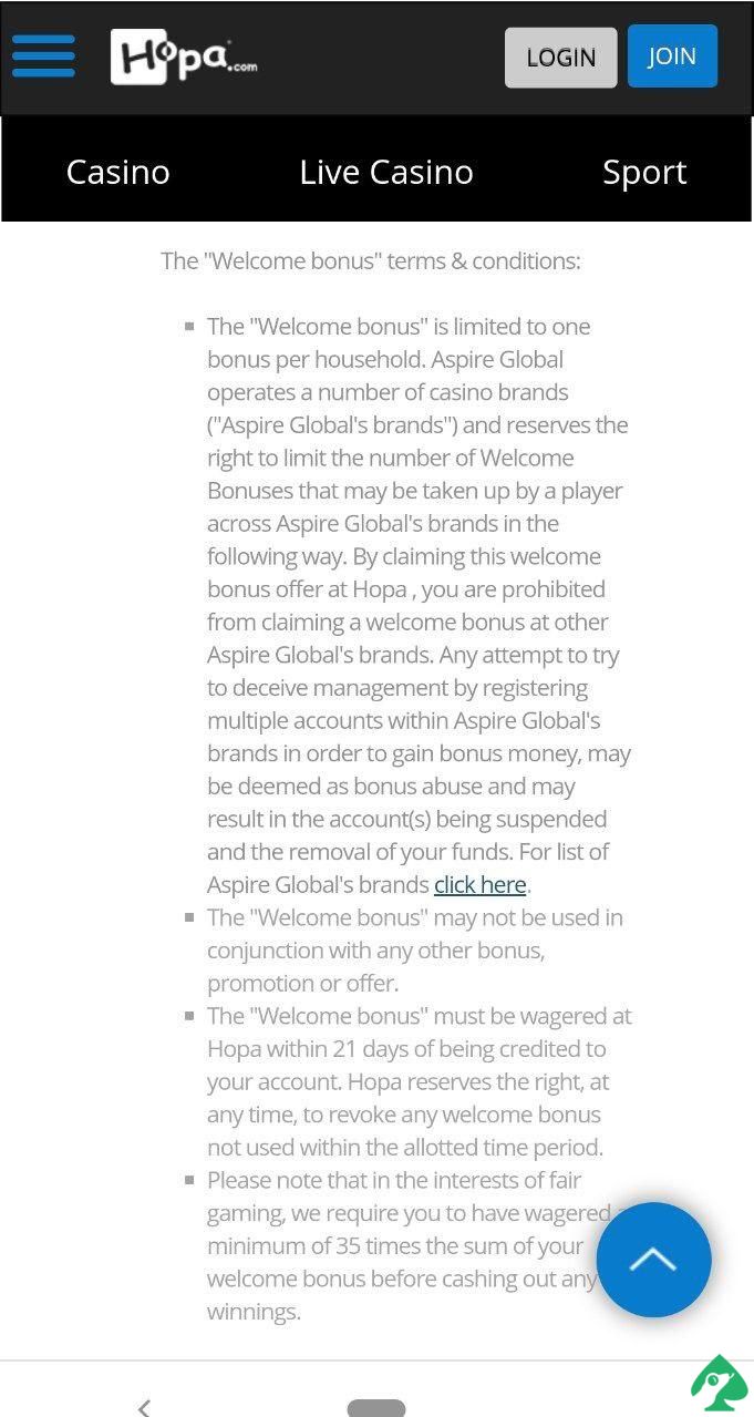 Hopa Casino Bonus Code