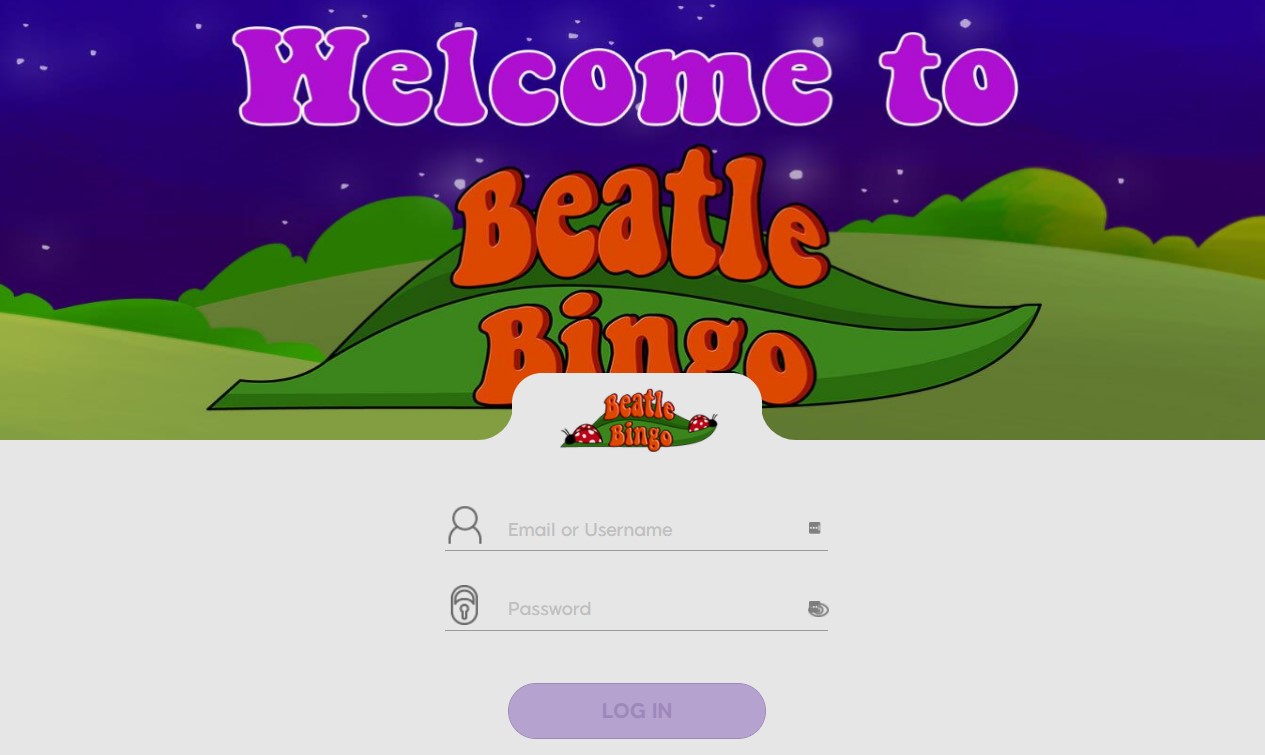 Beatle Bingo login page