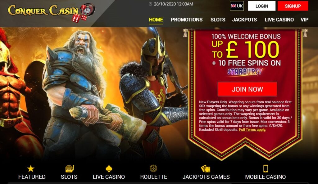 conquer casino main page