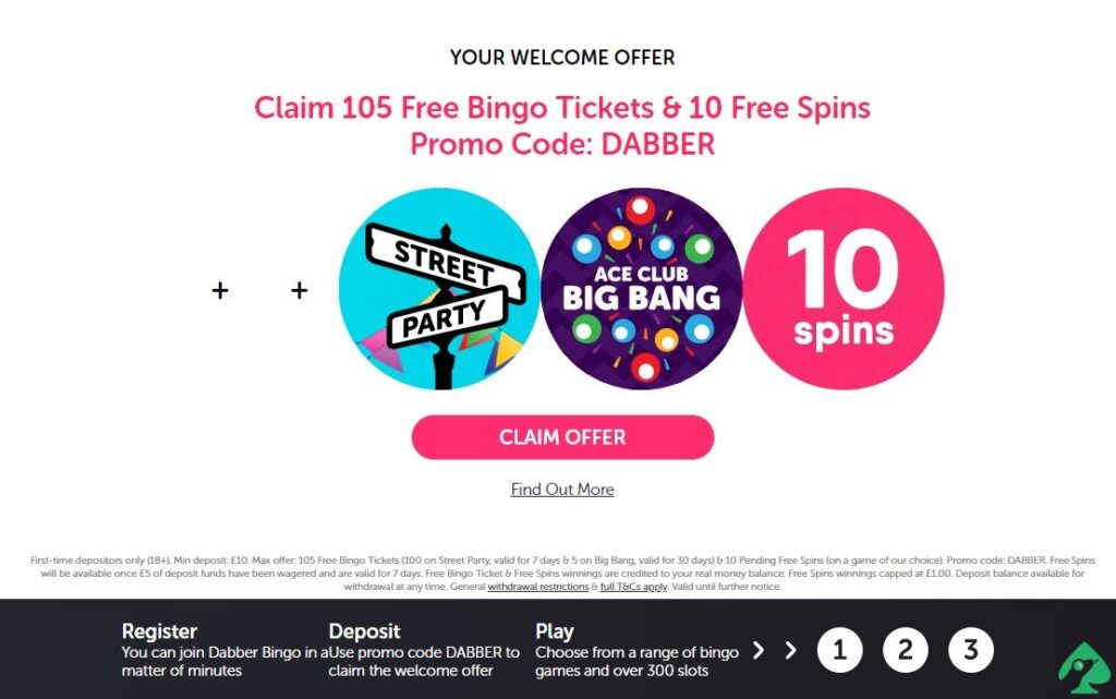 dabber bingo free spins bonus code