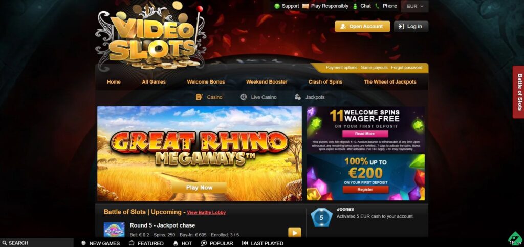 Video slots sign up offering