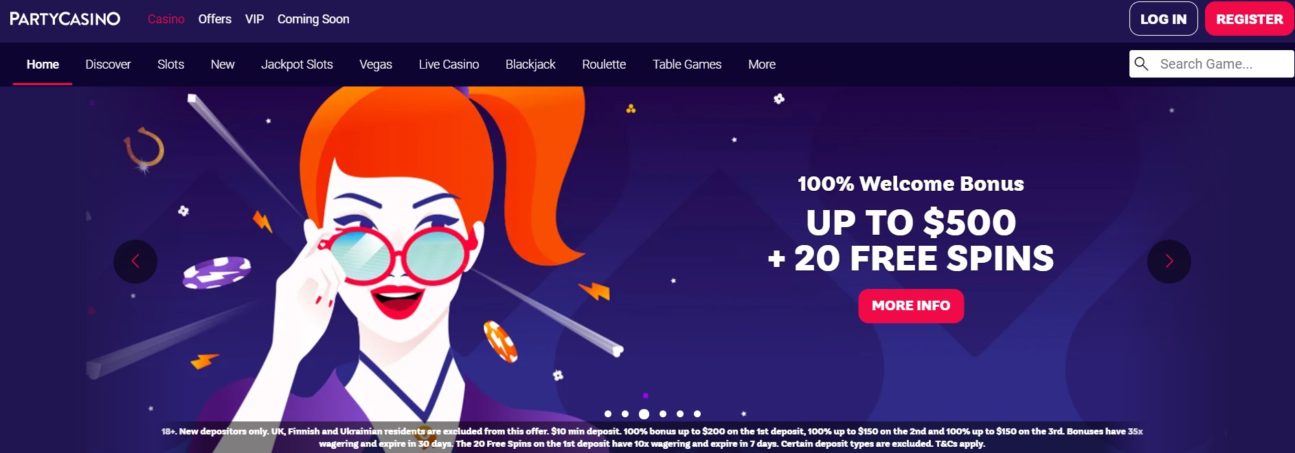 party online casino bonus code